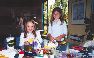 Girls making decorations