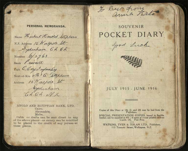 War diary, 1915-1916 / H. H. Stephens Image of War diary, 1915-1916 1915-1916