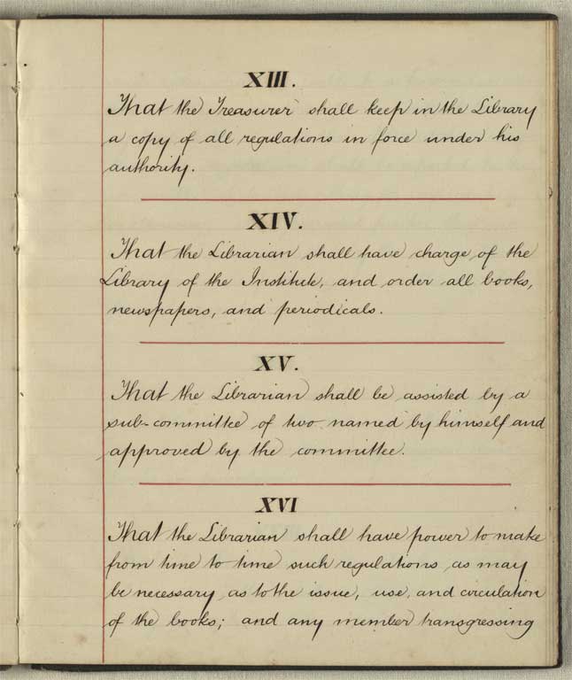 Laws of the Christchurch Literary Institute, January 1868 / Christchurch Mechanics' Institute 1868