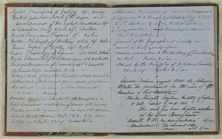 Library suggestions, 1860-1873 / Christchurch Mechanics' Institute 1860-1873