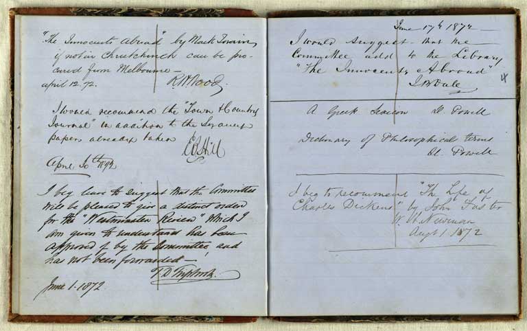 Library suggestions, 1860-1873 / Christchurch Mechanics' Institute 1860-1873