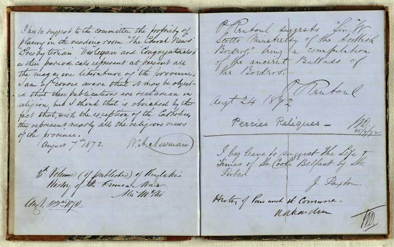 Library suggestions, 1860-1873 / Christchurch Mechanics' Institute 1860-1873