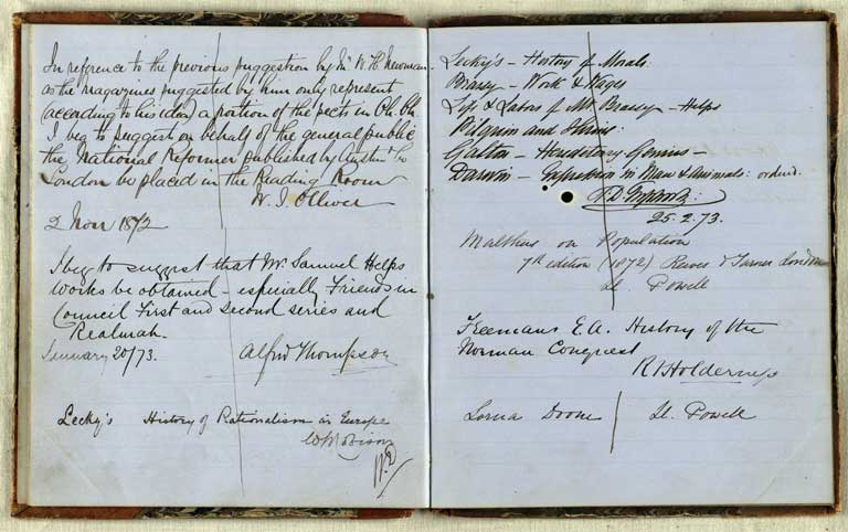 Library suggestions, 1860-1873 / Christchurch Mechanics' Institute 1860-1873