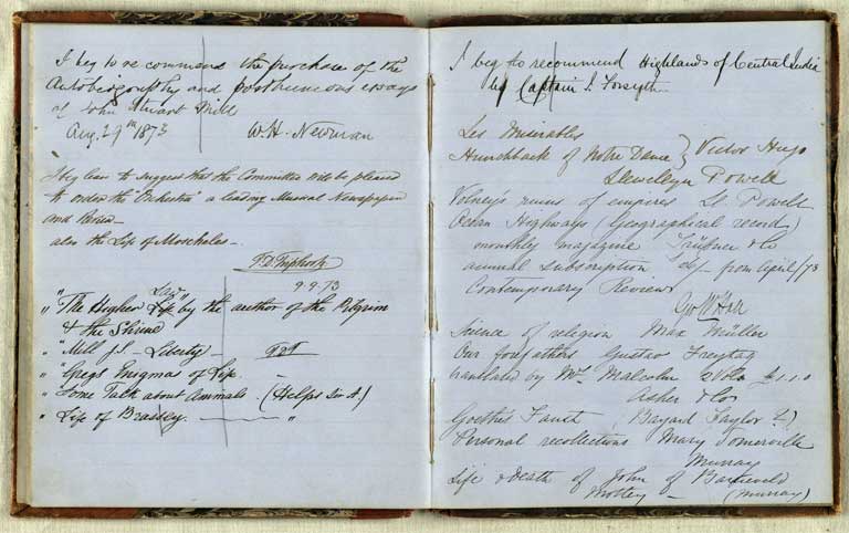 Library suggestions, 1860-1873 / Christchurch Mechanics' Institute 1860-1873