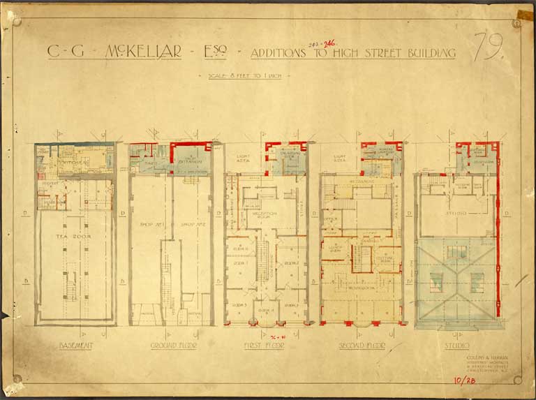CG McKellar Esq. Additions to High St Premises. Plans for Basement, Ground, First & Second Floor along with Studio Not specified Image 1 of 2 CG McKellar Esq. Additions to High St Premises. Plans for Basement, Ground, First & Second Floor along with Studio Not specified Image 1 of 2