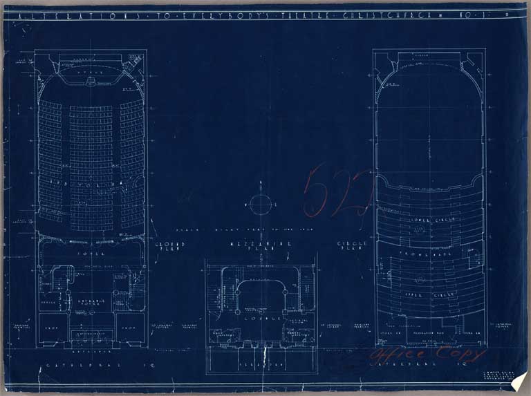 Picture Hall Cathedral Square Christchurch. Ground, Mezzanine & Circle Plan 1933? Image 3 of 5 Picture Hall Cathedral Square Christchurch. Ground, Mezzanine & Circle Plan 1933? Image 3 of 5