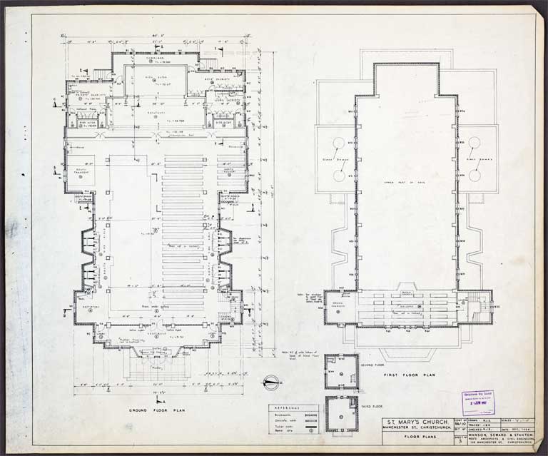 Saint Mary's Church, Manchester Street, ChCh. Ground & First Floor Plan 21 June 1957 Image 2 of 2 Saint Mary's Church, Manchester Street, ChCh. Ground & First Floor Plan 21 June 1957 Image 2 of 2