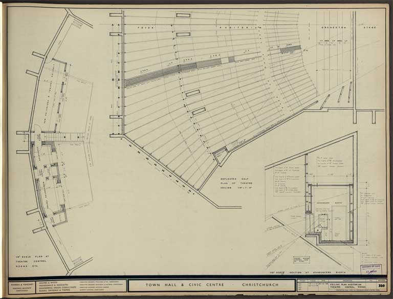 Town Hall & Civic Centre. Ceiling Plan Auditorium Theatre Control Rooms 29 August 1968 Image 3 of 12 Town Hall & Civic Centre. Ceiling Plan Auditorium Theatre Control Rooms 29 August 1968 Image 3 of 12