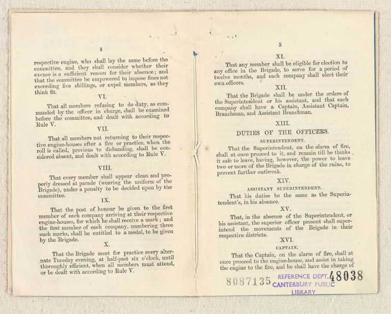 Revised rules & regulations, together with a list of the officers and members now forming the Christchurch Volunteer Fire Brigade, founded 7th Nov., 1860. / Christchurch Volunteer Fire Brigade Image of Revised rules & regulations, together with a list of the officers and members now forming the Christchurch Volunteer Fire Brigade, founded 7th Nov., 1860. 1862