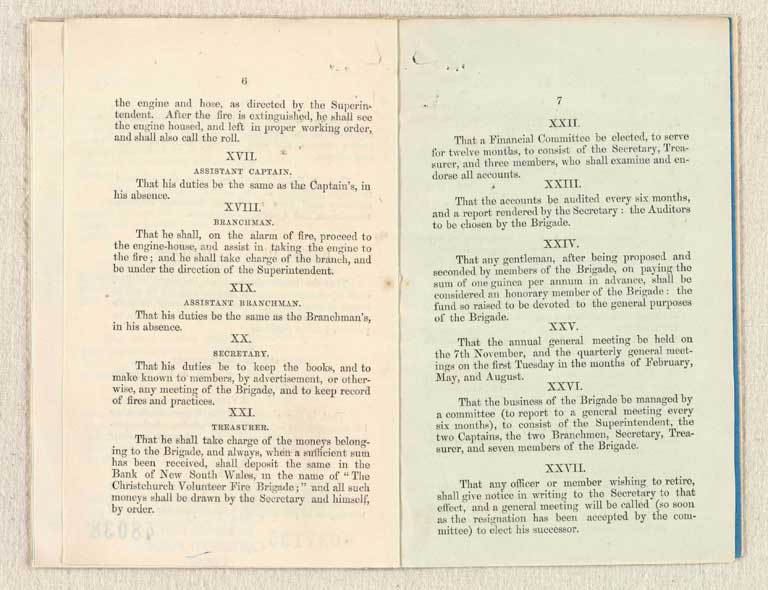 Revised rules & regulations, together with a list of the officers and members now forming the Christchurch Volunteer Fire Brigade, founded 7th Nov., 1860. / Christchurch Volunteer Fire Brigade Image of Revised rules & regulations, together with a list of the officers and members now forming the Christchurch Volunteer Fire Brigade, founded 7th Nov., 1860. 1862