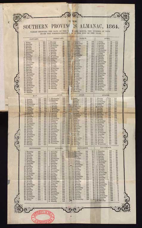 Southern Provinces Almanac, 1864 / Image of Southern Provinces Almanac, 1864 1864
