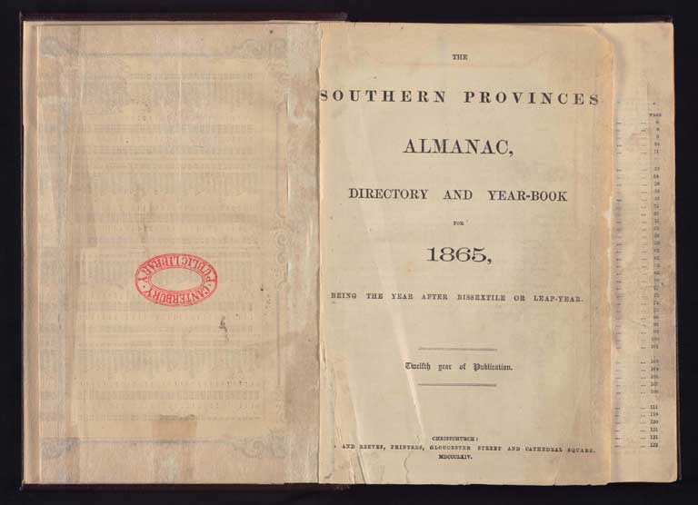 Southern Provinces Almanac, 1865 / Image of Southern Provinces Almanac, 1865 1865