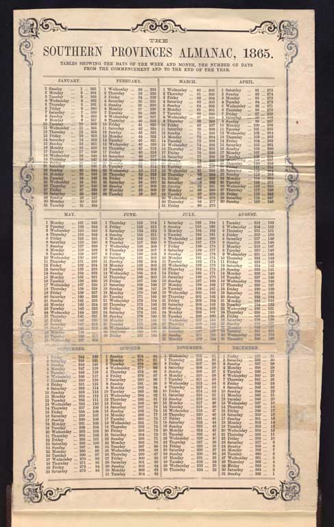 Southern Provinces Almanac, 1865 / Image of Southern Provinces Almanac, 1865 1865