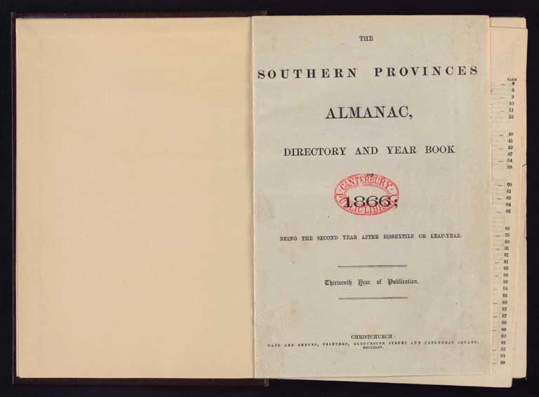 Southern Provinces Almanac, 1866 / Image of Southern Provinces Almanac, 1866 1866