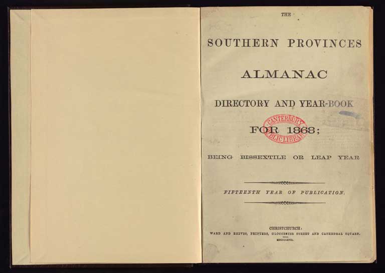 Southern Provinces Almanac, 1868 / Image of Southern Provinces Almanac, 1868 1868