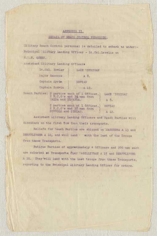 Gallipoli campaign : operation and transport orders, memoranda and other papers issued to the Canterbury Infantry Battalion at Lemnos, January-September 1915 Gallipoli campaign : operation and transport orders, memoranda and other papers issued to the Canterbury Infantry Battalion at Lemnos, January-September 1915