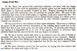 Cause of the Fire.