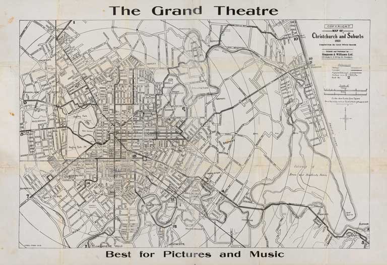 Map of Christchurch and suburbs. 1922 Map of Christchurch and suburbs. 1922