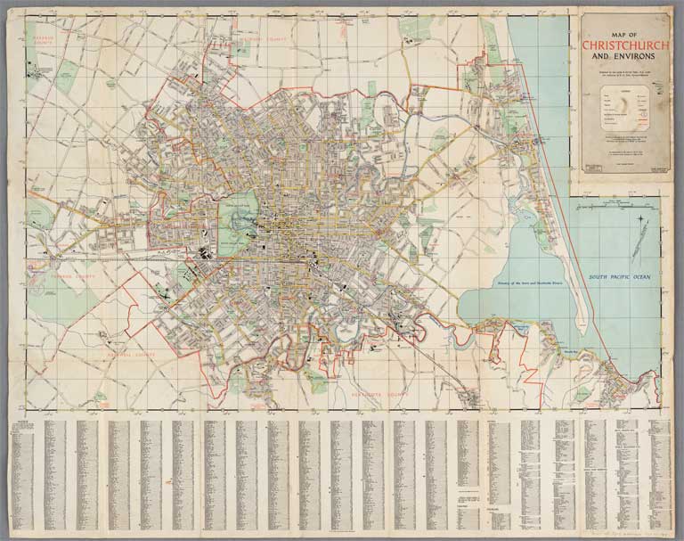 Map of Christchurch and environs 1958 Map of Christchurch and environs 1958