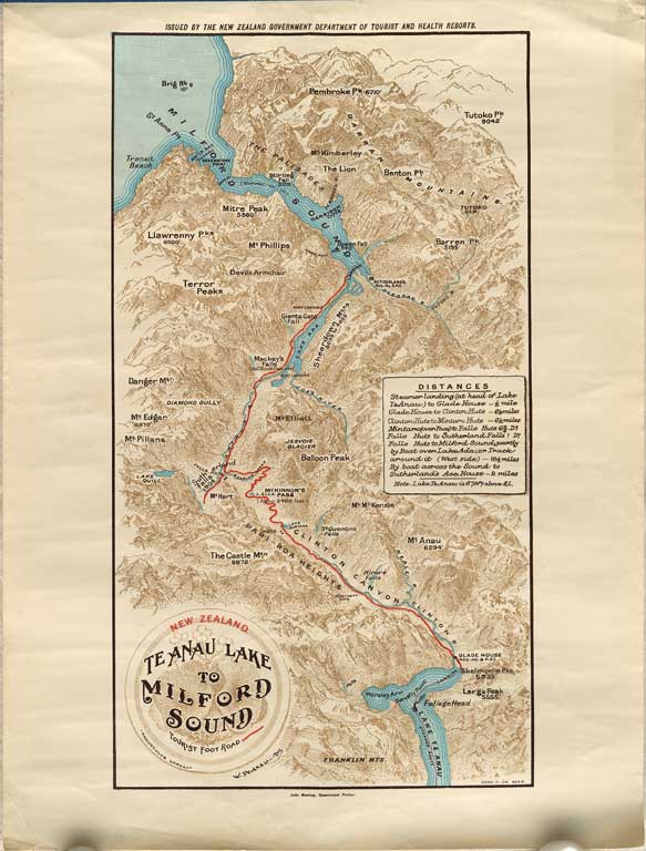 New Zealand : Te Anau Lake to Milford Sound : tourist foot road. 1904 New Zealand : Te Anau Lake to Milford Sound : tourist foot road. 1904
