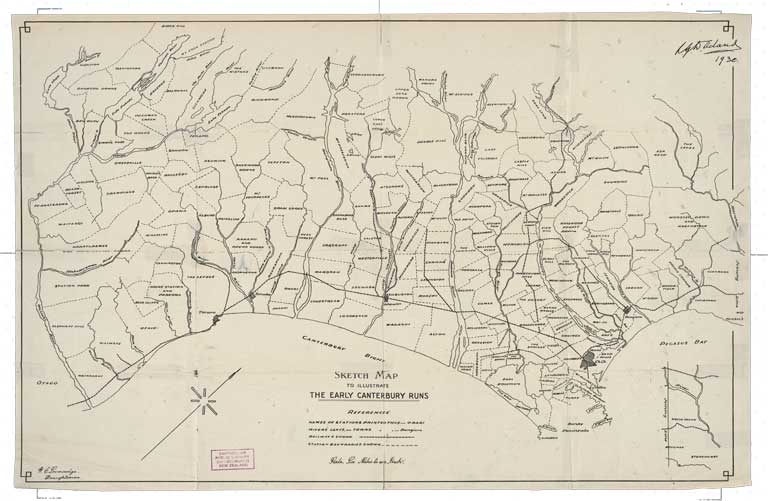 Sketch map to illustrate The early Canterbury runs. 1930 Sketch map to illustrate The early Canterbury runs. 1930