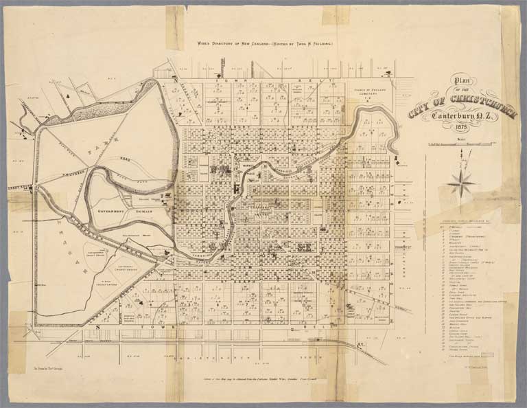 Plan of the city of Christchurch, Canterbury, N.Z. 1875 