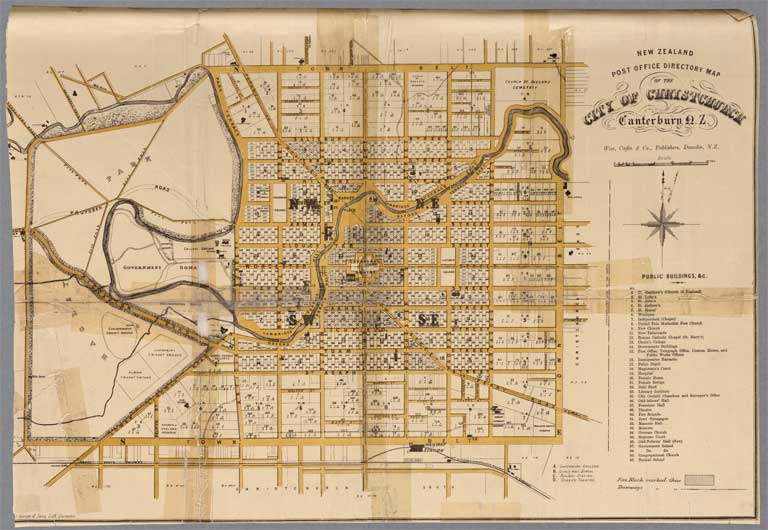 New Zealand Post Office Directory map of the city of Christchurch undated New Zealand Post Office Directory map of the city of Christchurch undated