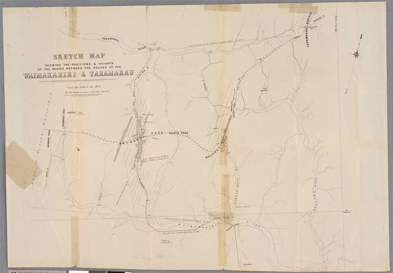Sketch map shewing the positions heights ... Waimakariri & Taramakau 1865 Sketch map shewing the positions heights ... Waimakariri & Taramakau 1865