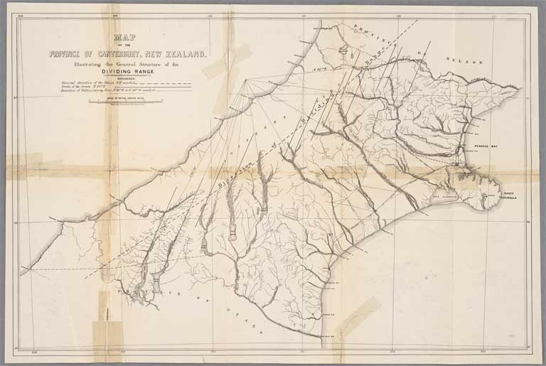 Map of the Province of Canterbury ... illustrating the general structure of the dividing range 1865 Map of the Province of Canterbury ... illustrating the general structure of the dividing range 1865