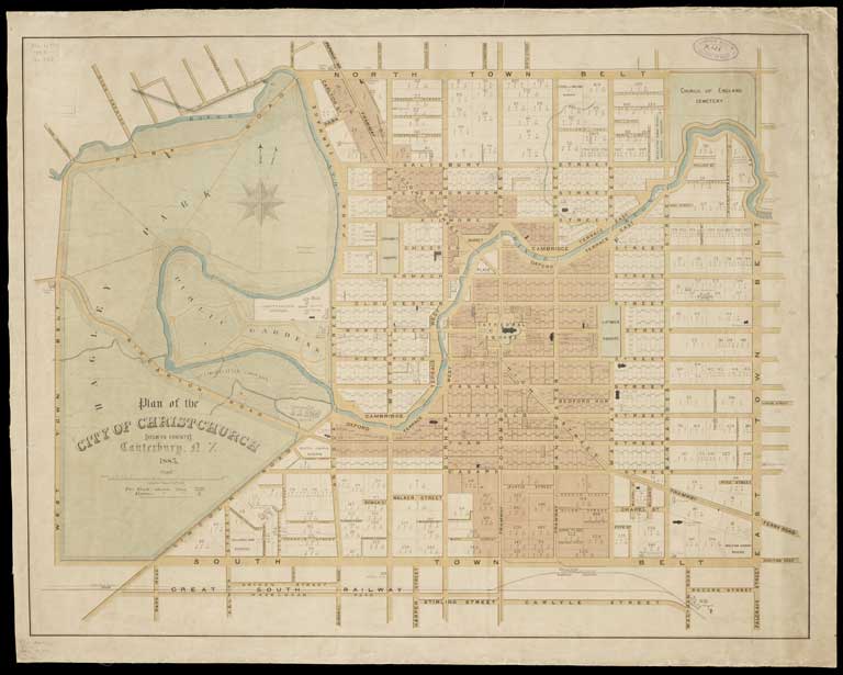 Plan of the city of Christchurch (Selwyn County) Canterbury, N.Z., 1883 1883 Plan of the city of Christchurch (Selwyn County) Canterbury, N.Z., 1883 1883