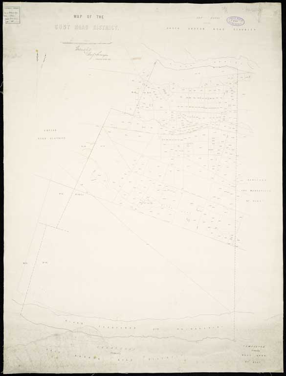 Map of the Cust Road District Thomas Cass, Chief Surveyor. 1866 Map of the Cust Road District Thomas Cass, Chief Surveyor. 1866
