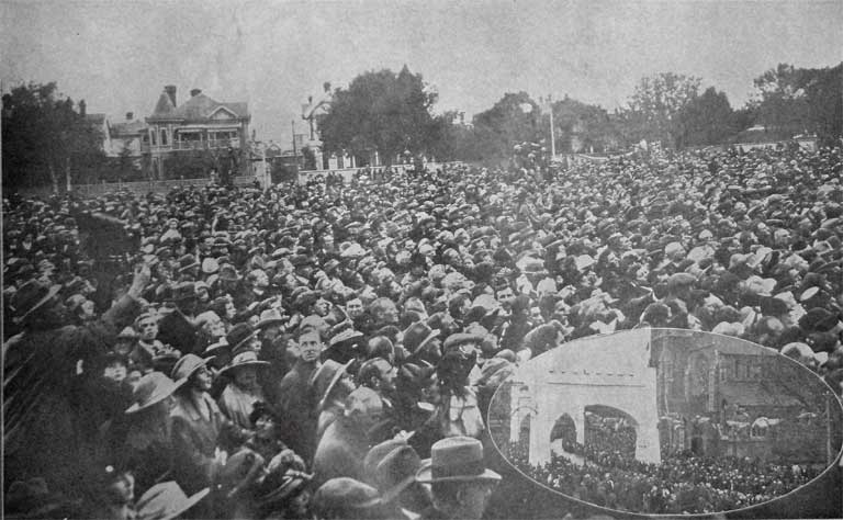 One section of the unprecedented crowd in Latimer Square. One section of the unprecedented crowd in Latimer Square.