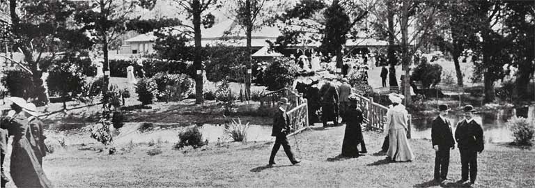 The tea house and island from the lawn. The tea house and island from the lawn.