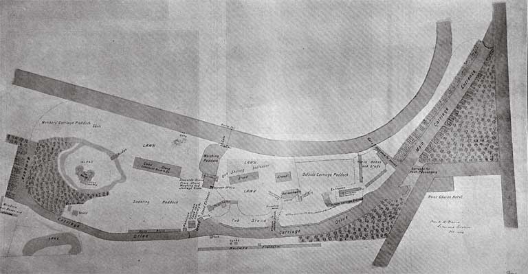 Plan of the enclosures on the Canterbury Jockey Club?s Racecourse, Riccarton. Plan of the enclosures on the Canterbury Jockey Club?s Racecourse, Riccarton.