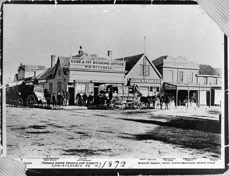 The corner of Cashel and High Streets, Christchurch The corner of Cashel and High Streets, Christchurch