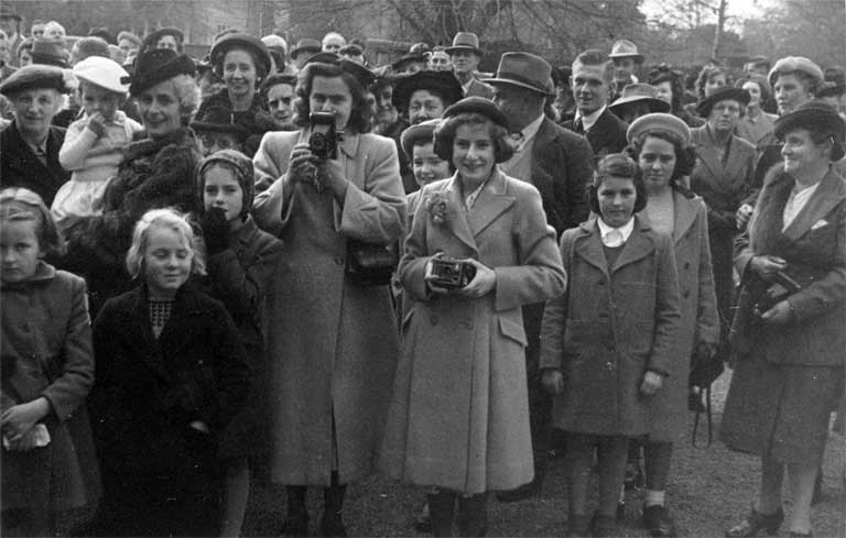 Patricia and Dorothy Ellena shown with other guests outside their brother's wedding ceremony at St Barnabas Anglican Church, Fendalton Road Patricia and Dorothy Ellena shown with other guests outside their brother's wedding ceremony at St Barnabas Anglican Church, Fendalton Road