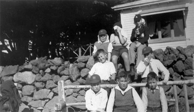Schoolboys pictured outside the tea kiosk at Victoria Park Schoolboys pictured outside the tea kiosk at Victoria Park