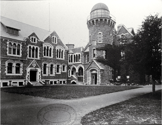 The Botany and Physics buildings and the Observatory of Canterbury College, University of New Zealand (now the Arts Centre) The Botany and Physics buildings and the Observatory of Canterbury College, University of New Zealand (now the Arts Centre)