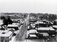 Christchurch from the Cathedral tower, showing Colombo Street and Market (Victoria) Square