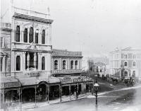 High Street, looking east down Cashel Street : Milner & Thompsons' music shop, Inglis Building, Union Steam Ship Co.