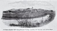 Christchurch, December 1852, showing Worcester Street bridge, Land Office, the Clarendon, and Dr Barker's house