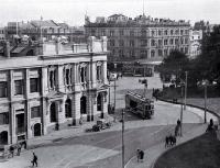 Cathedral Square, Christchurch, showing Dalgety's building and the United Service Hotel