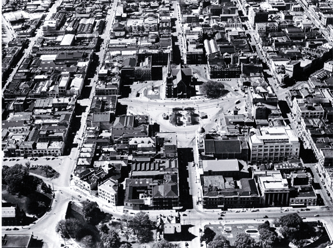 Aerial view of the Cathedral Square and central Christchurch Aerial view of the Cathedral Square and central Christchurch