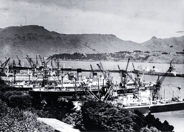 New tonnage record for Lyttelton of 89,670 tons when 20 ships were berthed in the inner harbour and one in the stream awaiting a berth New tonnage record for Lyttelton of 89,670 tons when 20 ships were berthed in the inner harbour and one in the stream awaiting a berth