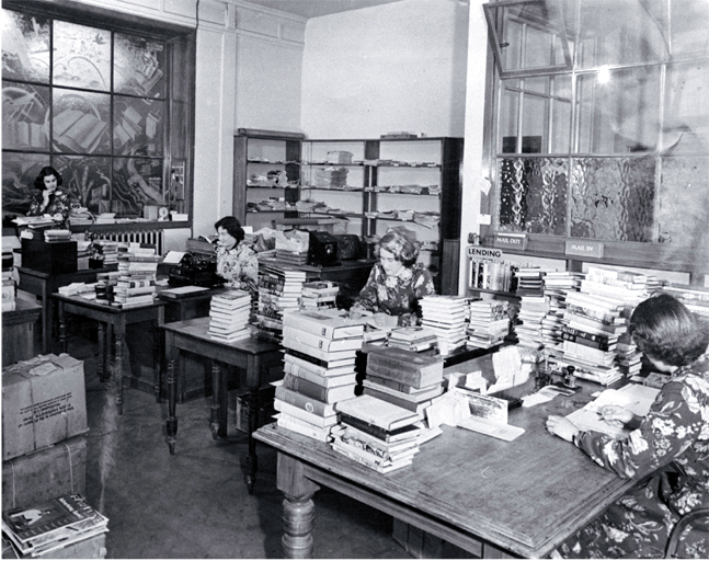 Cataloguing and processing staff of the Canterbury Public Library in their workroom in Cambridge Terrace Cataloguing and processing staff of the Canterbury Public Library in their workroom in Cambridge Terrace