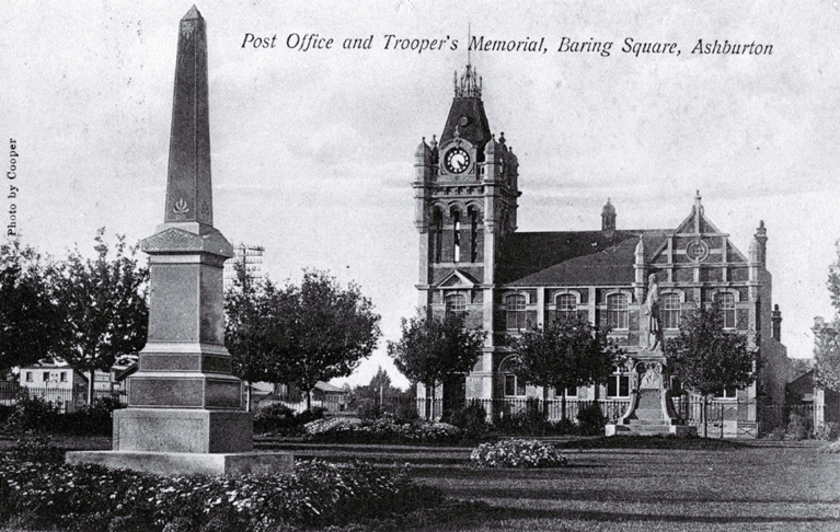 The Trooper's Memorial, Baring Square, Ashburton, with the second Post Office in the background The Trooper's Memorial, Baring Square, Ashburton, with the second Post Office in the background