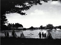 Children sailing model yachts on Victoria Lake, Hagley Park [ca. 1960]