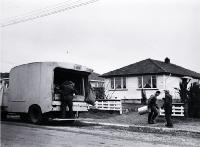 Rubbish day in a Christchurch suburb : Christchurch City Council refuse collection. [ca. 1960]