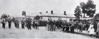 The anti-consumption crusade : Dr Greenwood and Mr Hornbrook at Rangiora : the Rangiora Brass Band shown leading the procession to Victoria Park.