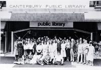 Canterbury Public Library staff outside the new library building, 1982